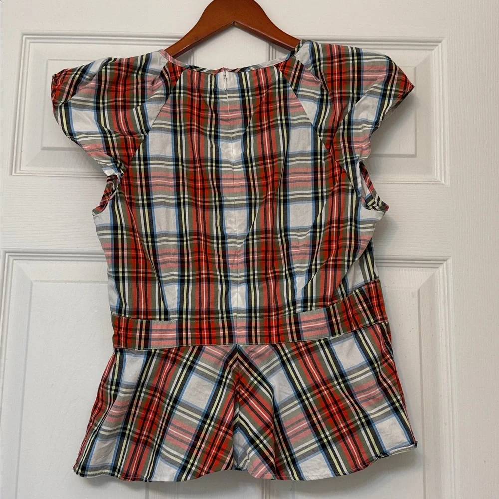 J.Crew Stewart Tartan Plaid Peplum Top - Picture 6 of 7